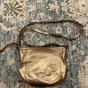 Fossil Rose Gold Leather Crossbody Bag